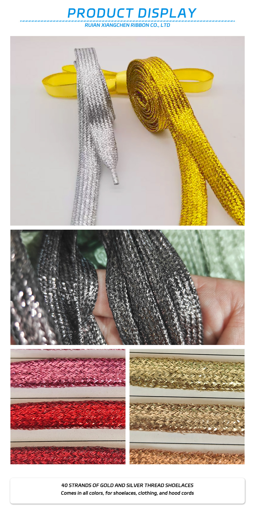17-40 strands of gold and silver thread shoelaces x