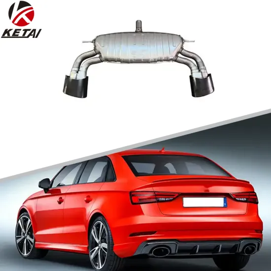RS3 Style Stainless Steel Black Exhaust Rear Bumper for Audi A3 Sedan S-line 2017-2020