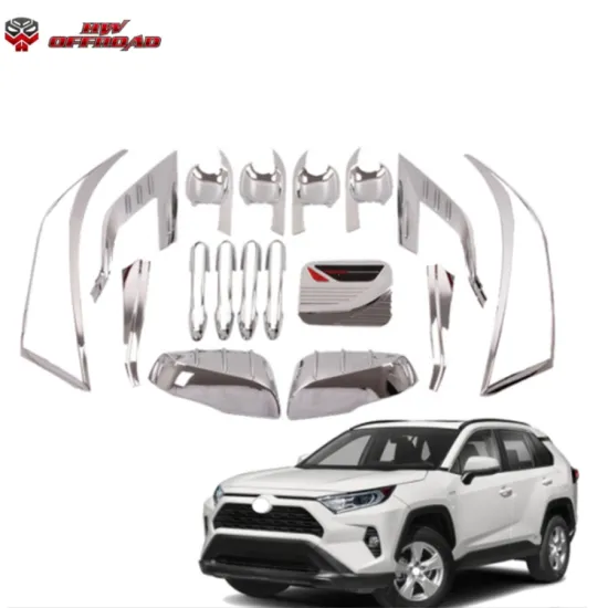 Exterior Accessories: 4x4 Car Handle Door Bowl Lights Covers Mirror Cover Body Trims for Rav4 2019-2021