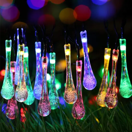 Outdoor Solar Fairy Lights - Street Garland String Lights LED Solar Water Drop Lights