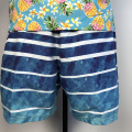 Men Blue Ocean White Striped Beach Shorts