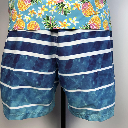 Men Blue ocean white striped beach shorts