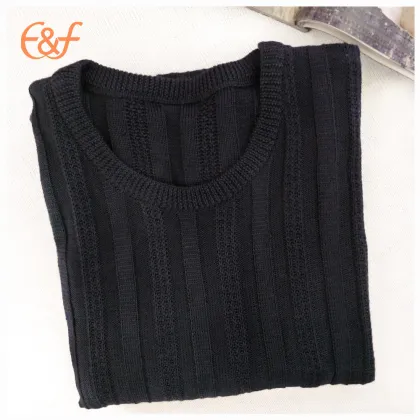 Mens 100% Arcylic Pullover All Black Sweater