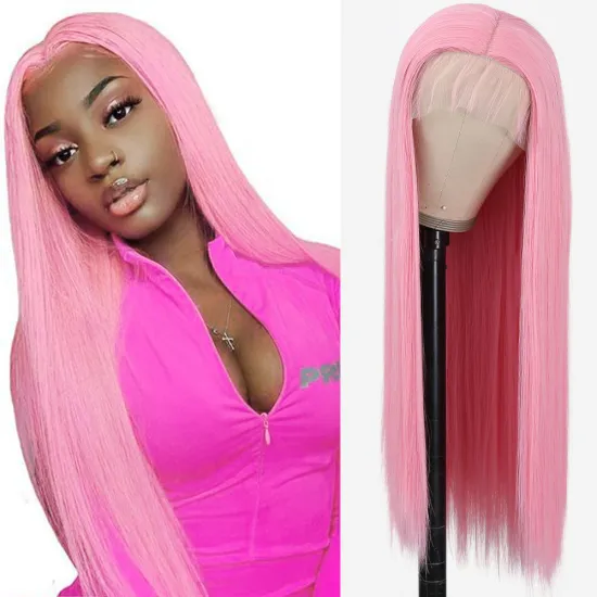 Wholesale Colored Human Hair Wigs Black Women 40 inch human hair wigs 360 full lace front pink wig