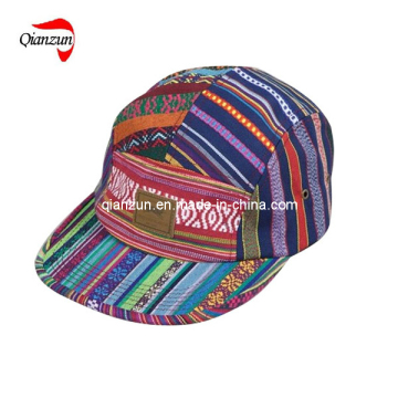 Stripe Leather Label 5 Panel Leisure Hat Cap (ZJ-6507)