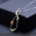 GEM'S BALLET 925 Sterling Silver Handmade Twist Pendant Necklace for Women Natural Topaz Peridot Amethyst Pendant Fine Jewelry