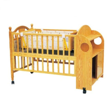 Customized Swing Wooden Baby Cot Bed With Cabinet For New Born Baby