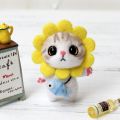 Cat Doll With Strawberry Panda Wool Felt Craft DIY Non Finished Poked Set Handcraft Kit For Needle Material Bag Pack