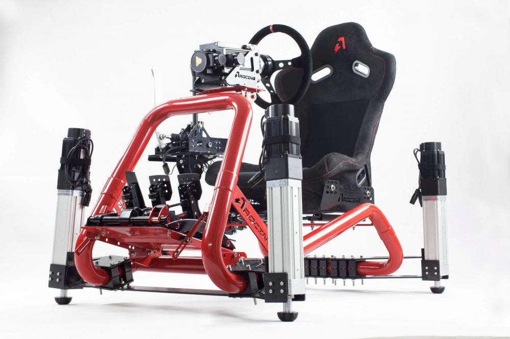 motion simulator red frame bucket seat