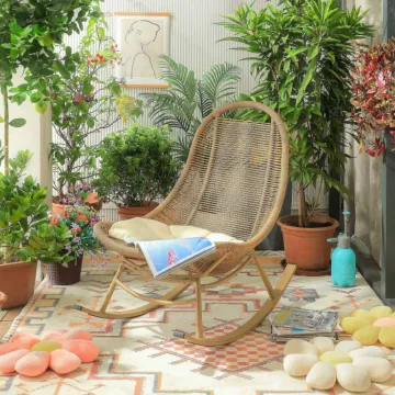 Outdoor Sun Lounger Chair Patio Garden Furniture Set for Balcony and Rocking Chair