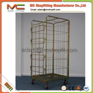 Galvanized warehouse wire security roll container wire rolling storage cage