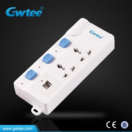 3 way 100% copper vertical usb power electric socket