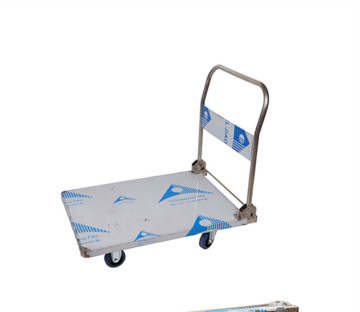Stainless Steel Foldable Warehouse and Supermarket Trolley with Mute Wheels and Steel Plate Construction