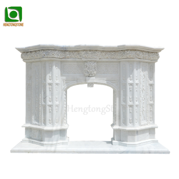 White Marble Fireplace Surround with Carved Floral Designs