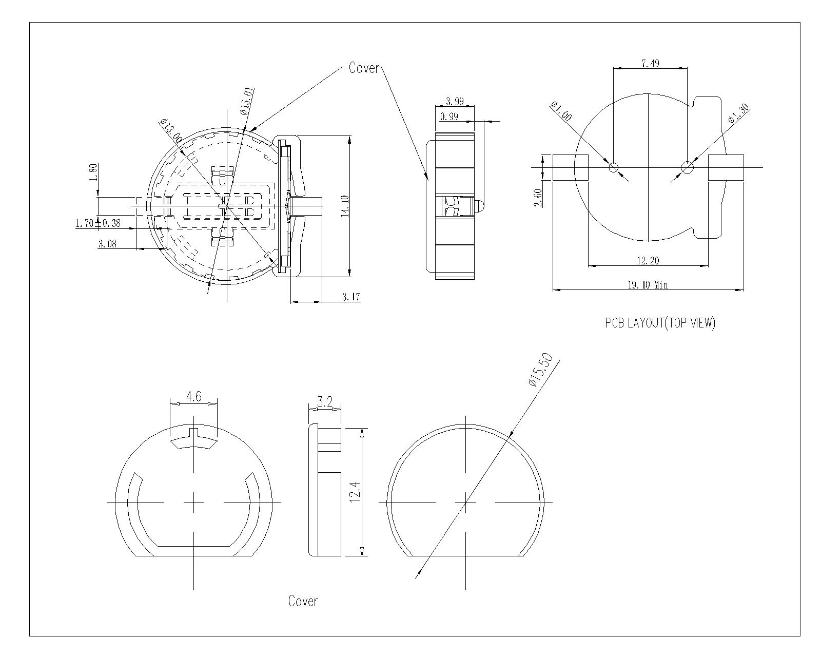 중국 CR1220E에 대한 덮개가있는 코인 셀 홀더 제조업체