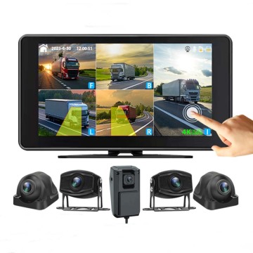 10.1 inch 5 channel vehicle monitor system with 2.5D touch/BSD /MP5/Bluetooth/FM/sound and light alarm/voice