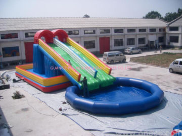 Custom 16ml X 6.8m X 6.5w Or Customized Inflatable Hippo Slide / Pool Slide