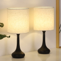 Lampe de table de chambre avec un ensemble 2 pièces à abat-jour en linge