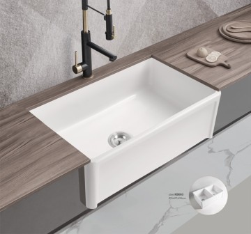 White Fireclay Undermount Single Bowl Kitchen Sink with Apron Front
