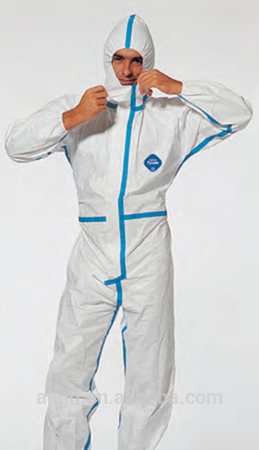 SMS coverall with wrapping seam hooded coverall with taped seams