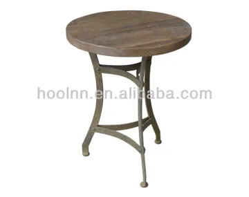 French industrial side teble with reclaimed elm top
