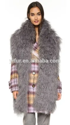 YR329 Real Mongolian Sheep Fur Scarf/Long Fur Scarf