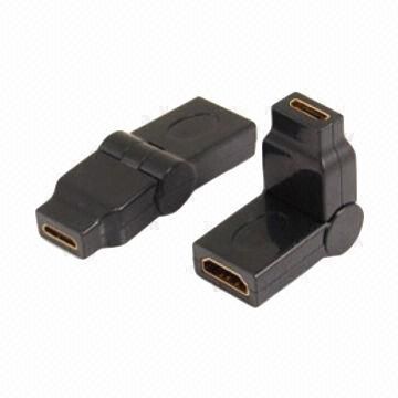 Placcatura mini femmina HDMI-HDMI femmina adattatore, tipo altalena, oro 24K