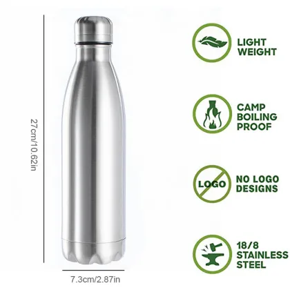 1000ml Single Wall Hot Cold Insulated Vacuum Flask Stainless Steel Sports Drinks Water Bottle