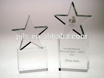 Crystal star award, star trophy, crystal trophy