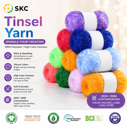 Toptan 50g Boyalı Çevre Dostu Uster Test Edilmiş Polyester Karışımlı Tüy İplik Tığ Işi Sparkle Scrubby Bulaşık Yıkama Dikiş İpliği
