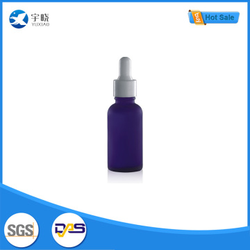 Frosted Purple Glass Dropper Bottle with Silver Cap