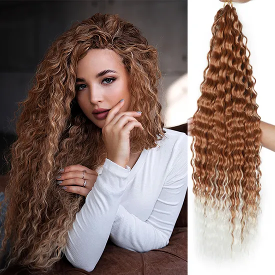 Pink Brown Curly Customs Size Synthetic Hair Extensions Braiding Hair Water Wave Crochet Wavy Braiding Hair For RU