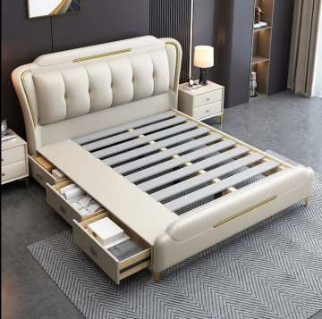 Modern verstelbare luxe Italiaanse kingsize slaapkamer set met lift -up opberging - 2024 Dubbelbed ontwerpen