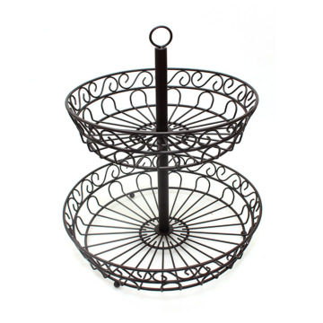 2 Tiers Metal Wire Fruit Bowl Baskets