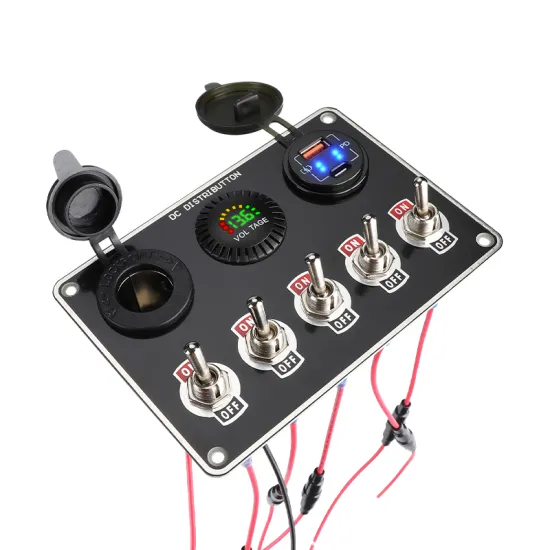 Factory Supply LED Voltmeter USB C A  5 Gang Toggle Switch 12v marine switch panel