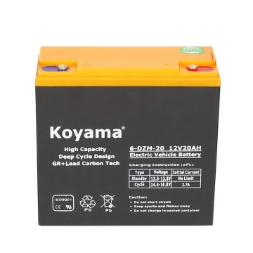 Bateria de carbono de chumbo especializada 6-DZM-20 (12V20AH) para veículos elétricos