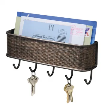 Key Holder Wall Hook Folk Pure Manual Vintage Design Graceful Elegant Bronze Letter Holder Key Rack Organizer