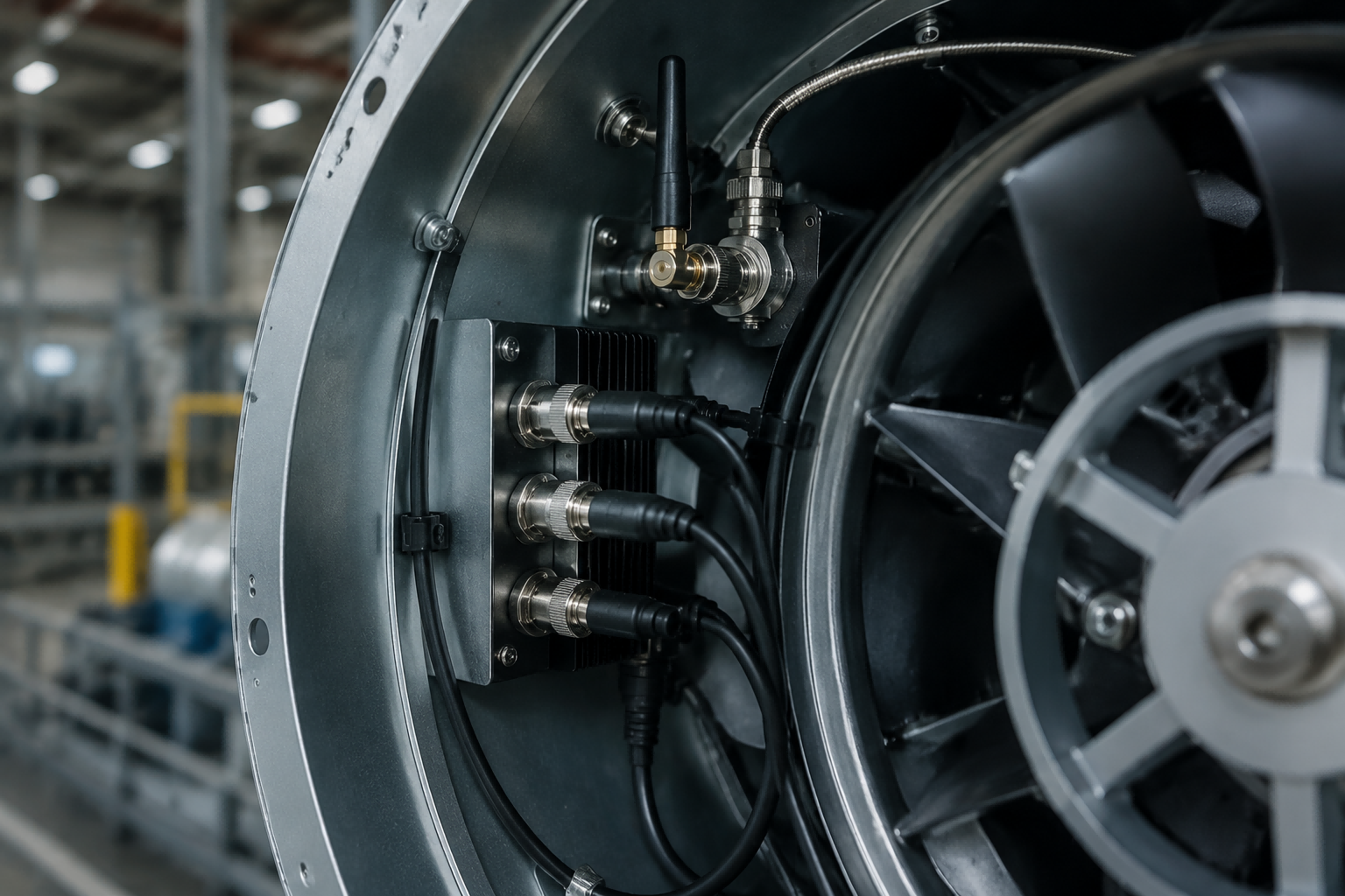 RF connector installation inside high temperature industrial equipment