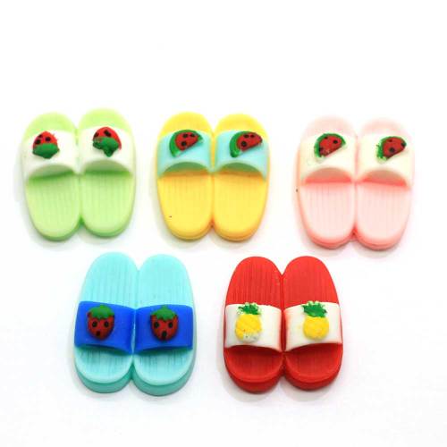 New Arrived Kids Fruit Slipper Resin Cabochon Colorful Artificial Craft Children Jewelry Ornament Making