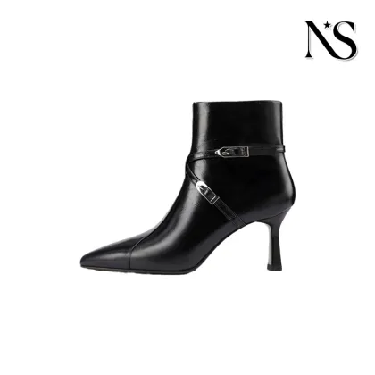Black Pointed-Toe Ankle Boots