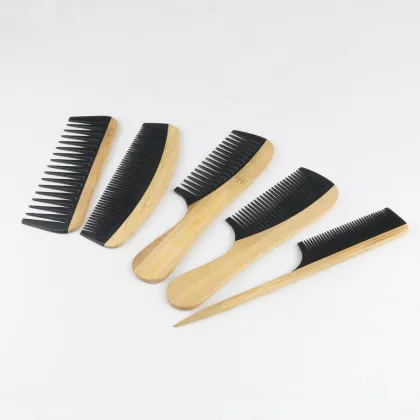 Hot Selling 100% Natural Black Buffalo Ox Horn Handmade Hair Comb | No Static | Wooden & Bamboo Wide Tooth Combs