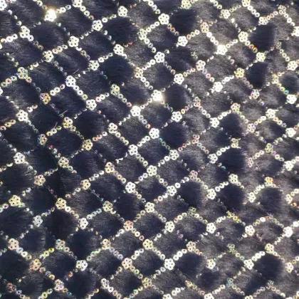 Best Quality Grid Sequin Embroidered Fabric, Textiles, Fleece, and Velvet Fabric Manufacturer