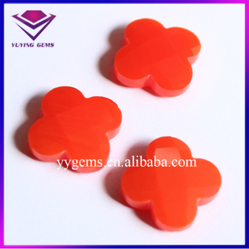 Non-Transparent Glass Clover Double Facet Orange Glass Gemstone for Earring Pendant