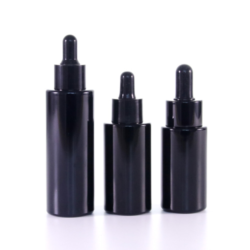 Glass Essential Oil Bottle Black glass serum bottle with black dropper Supplier