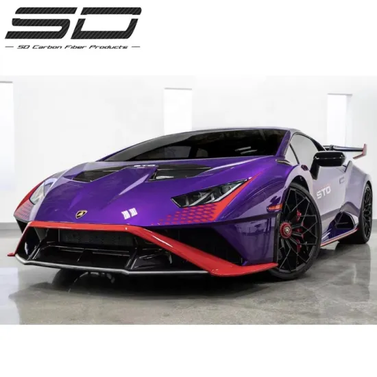 Lamborghini Huracan STO Dry Carbon Fiber Body Kit: Front Bumper, Side Skirts, Rear Bumper, and Spoiler