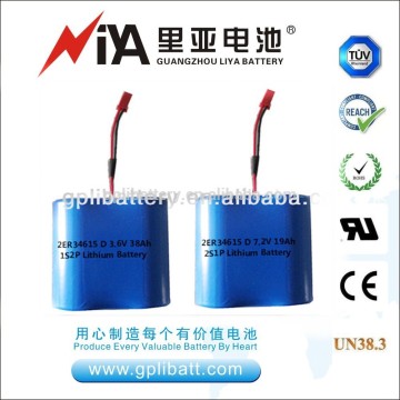7.2v lithium battery pack 19Ah 2s1p