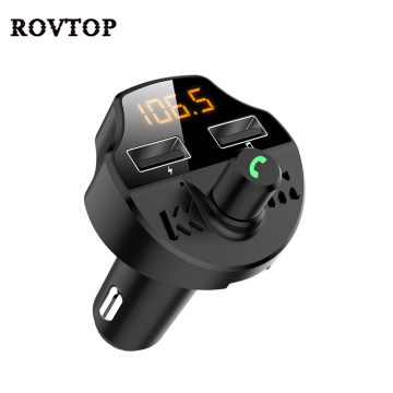 Car Fm Transmitter Bluetooth 5.0 Car Mp3 Player Modulator Adapter Battery Voltage TF Card Hands-free Dual USB Smart Chip T66