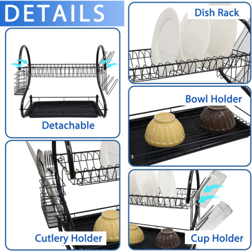 2 Tier Ss Dish Drying Rack 2 tier S shape stainless steel dish drainer Factory