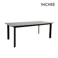 Black Leafy Stone Top Outdoor Dining Table