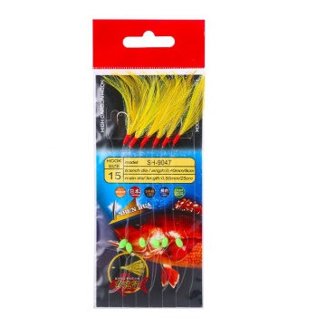 4 Color Sabiki Hooks with Feathers - High Carbon Steel Sea Fishing Rigs (6 Hooks)